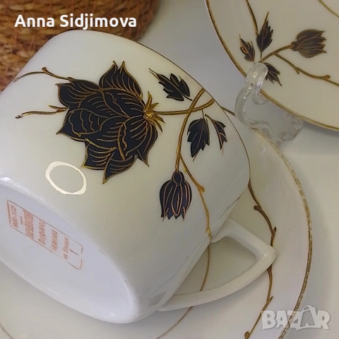 Руски порцелан двоен сет за чай , снимка 2 - Чаши - 53132158