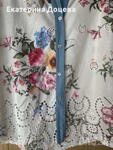 Риза с бродерия на цветя, снимка 2 - Ризи - 51706139