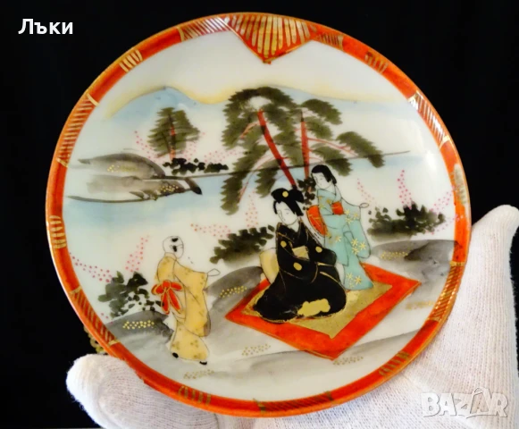 Чиния японски порцелан Kutani,злато. 