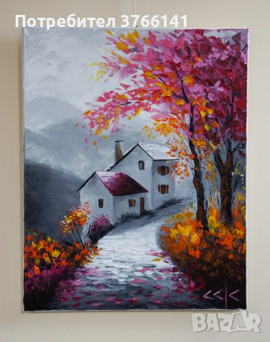 "Слънчоглед" Картина 50х40см, Маслена живопис с шпакла, снимка 2 - Картини - 54082058