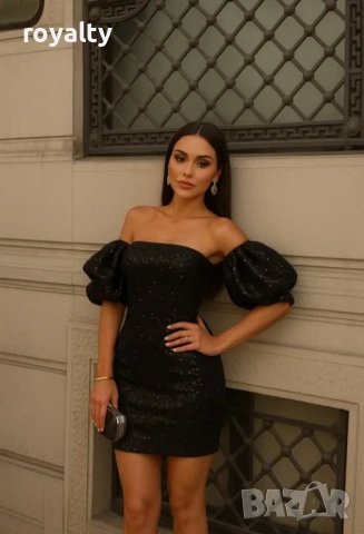 Къса парти рокля с пайети