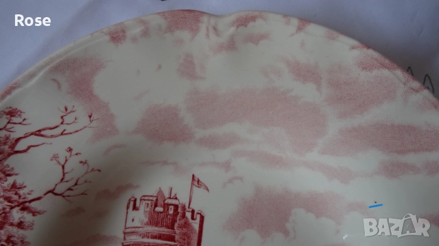 Порцелан винтидж - Англия Johnson Brothers розово-червено, снимка 9 - Чинии - 52217211