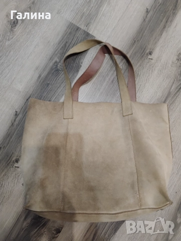 Голяма чанта от естествен велур