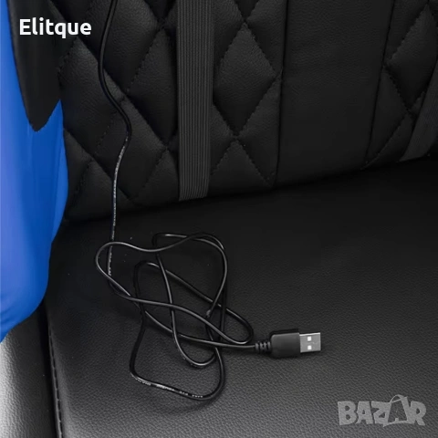 Геймърски стол за релакс с масаж и подложка за крака – син, снимка 2 - Столове - 53242924