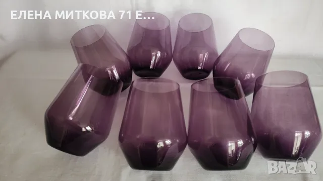 Комплект за пунш/компот или каквото си решите от цветно кристално стъкло в наситено лилаво, снимка 7 - Сервизи - 49611443