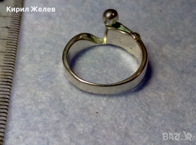 ИНТЕРЕСЕН ФИГУРАЛЕН СРЕБЪРЕН ПРЪСТЕН КОЛАН СРЕБРО 925 с БЯЛА ПОЗЛАТА и ЧАСТИЧНО АРТ ПАТИНИРАНЕ 48654, снимка 9 - Пръстени - 50542237
