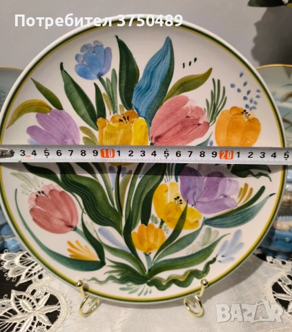 Декоративна чиния с декор лалета, снимка 3 - Декорация за дома - 53025412