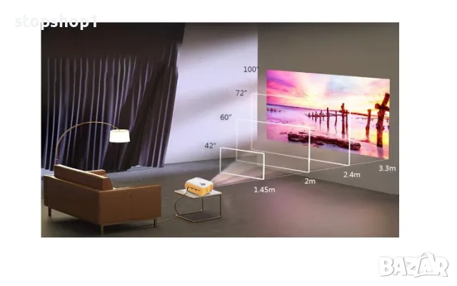 Портативен Мини Проектор, Zenwire, A10, Led, Full HD, 1080p, USB, 1800lm, 2000: 1, 100 Инча, HDMI / , снимка 5 - Плейъри, домашно кино, прожектори - 49990710