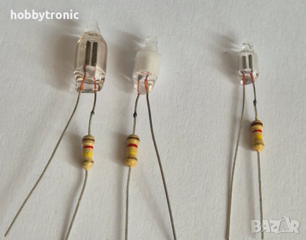 Глимлампи - оранжеви и сини, с гасящ резистор , снимка 3 - Друга електроника - 50746676
