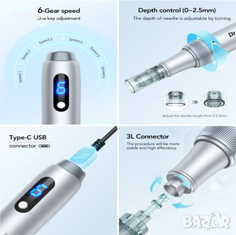 Dr. Pen Микронидлинг писалка M7S 2025 с 18 патрона, 6 скорости, снимка 3 - Други - 52291840