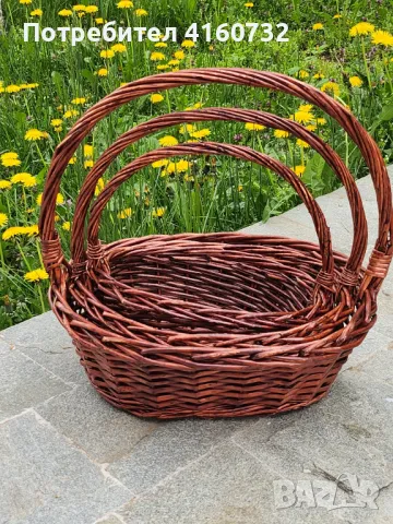 Подаръчни бели и кафяви плетени овални  кошници,  кошница за декорация 