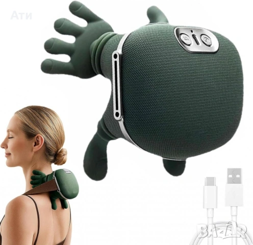 Масажор за врат и рамене с топлина, USB зареждане - 4D масаж, снимка 3 - Масажори - 53449880
