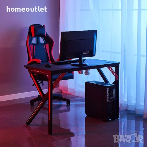 ПРОМОЦИЯ Геймърско бюро с LED осветление CLIPOP BZOD-CD-0135BLBL, снимка 4 - Бюра - 50699426