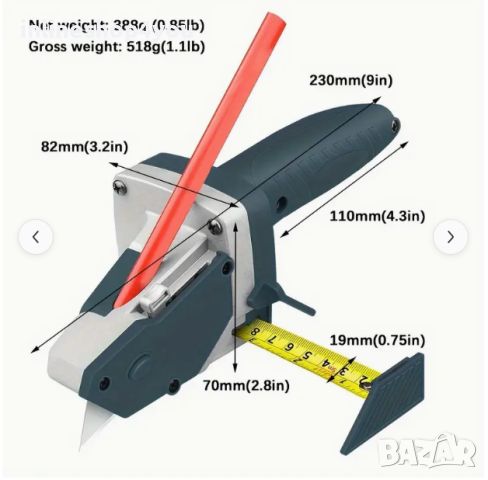 Инструмент за Рязане на Гипскартон и Дървен Материал с ролетка и молив, снимка 4 - Други инструменти - 45270721