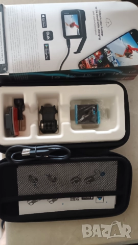 Нов комплект GoPro- батерия,хард кейс, монтаж, лепяща стойка, кабел