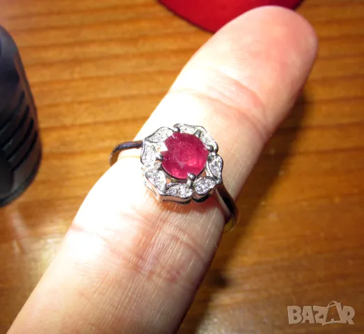 925 сребърен пръстен с натурален рубин 6мм, тегло 2.66гр, подходящ за подарък, снимка 7 - Пръстени - 50231592