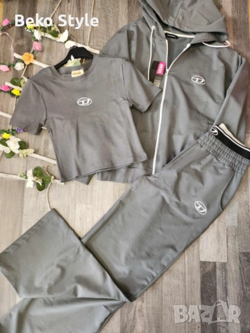 Дамски сет 3 части Diesel БРОДИРАНО ЛОГО, снимка 2 - Спортни екипи - 52263512