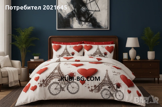 Спален комплект с ластик и 4 калъфки, снимка 2 - Спално бельо - 53147037