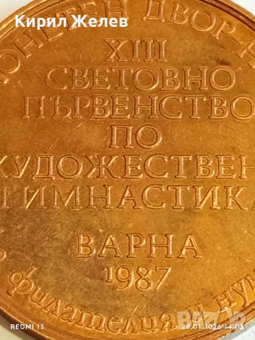 Плакет XIII Световно първенство по художествена гимнастика Варна 1987г. за КОЛЕКЦИЯ 36643, снимка 3 - Антикварни и старинни предмети - 53257562