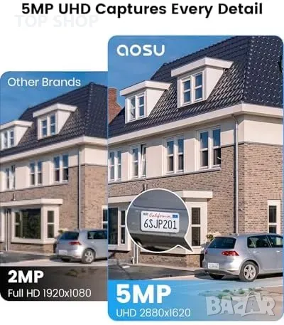 Нова Безжична соларна охранителна камера 5MP 3K 2 броя с нощно виждане, снимка 5 - Аналогови камери - 49641906