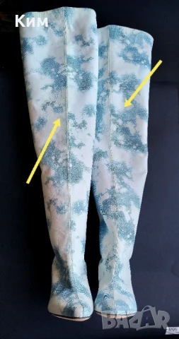 Високи ботуши By Far Stevie 99 принт небе облаци изтъркан деним , снимка 15 - Дамски ботуши - 50566913
