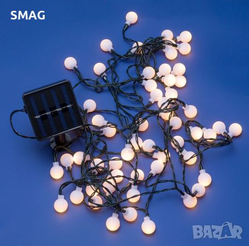 60 соларни LED бели топки със сензор за светлина & 2 режима 6.5m - топло бяло, снимка 2 - Соларни лампи - 45836543