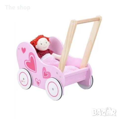 Детска розова количка за кукли - проходилка (004)