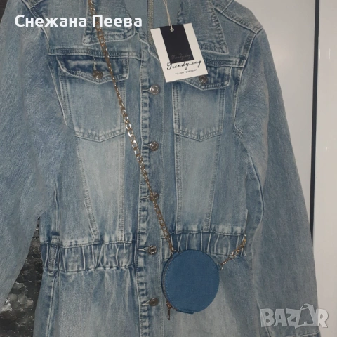 Дамска дънкова рокля с чантичка, снимка 2 - Рокли - 53653124