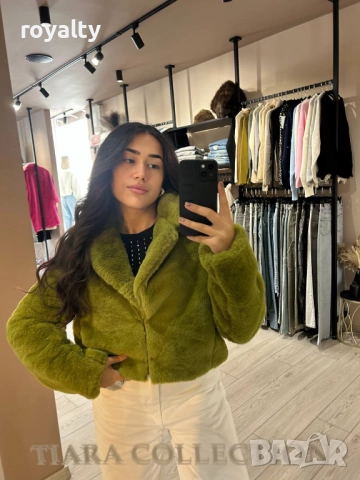 Зелено Късо Дамско Палто , снимка 2 - Палта, манта - 52885277