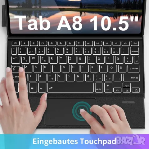 Samsung galaxy tab A8 10,5" калъф + клавиатура + подсветка + тракпад, снимка 4 - Калъфи, кейсове - 48167254