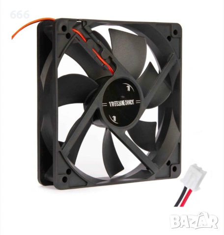 Вентилатор за компютър, Elektroweb, 12V, 1200 об/мин, Пластмаса, 120x120x25 см, Черен