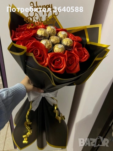 Сатенени рози, снимка 5 - Изкуствени цветя - 53020179