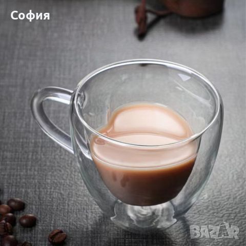 Двустенна стъклена термо чаша във формата на сърце. ☕❤️🤎С, снимка 4 - Чаши - 45961008