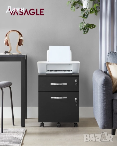 Офис шкаф за документи, заключващ се, 2 чекмеджета VASAGLE, снимка 3 - Шкафове - 52668824