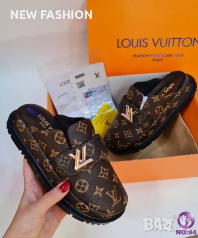 Дамски Кожени Чехли LOUIS VUITTON , снимка 4 - Чехли - 47180378