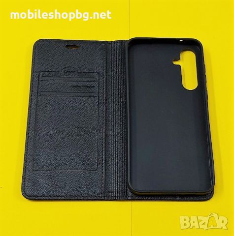 Samsung Galaxy A55 калъф страничен черен с прегради лукс, снимка 1 - Калъфи, кейсове - 45422578