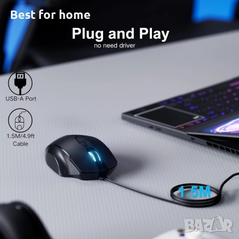 Геймърска мишка Uineer RGB – 7200 DPI, Програмируеми бутони, Ергономична, снимка 4 - Клавиатури и мишки - 52966299