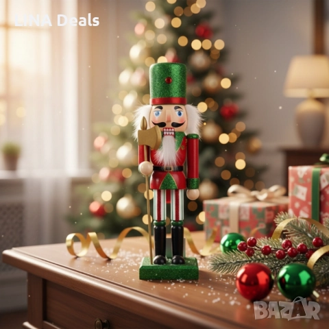 🎄 Коледна дървена фигурка Лешникотрошач, снимка 3 - Декорация за дома - 52496925