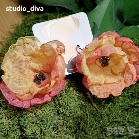 Обеци цветя, снимка 3 - Обеци - 52284296