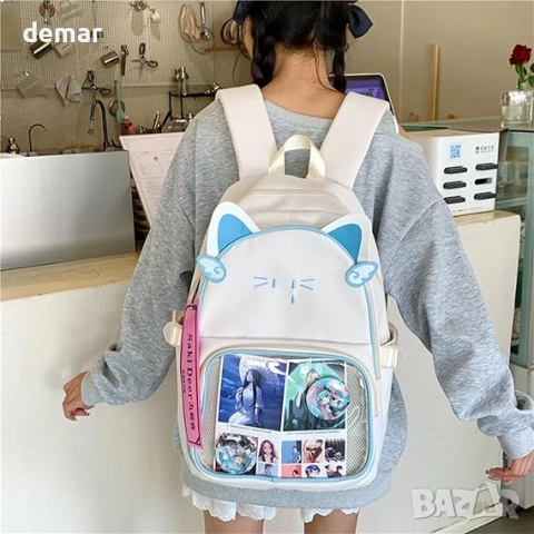 Раница Kawaii Cat Ita, сладка естетична раница Y2K, снимка 2 - Раници - 52535922