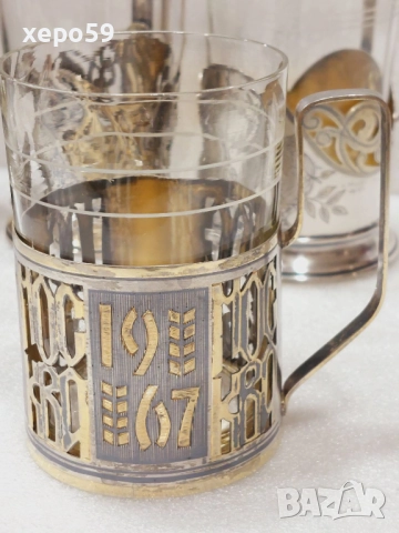 СССР-лот от много редки сребърни руски и един турски подстакани/ сребро 875, снимка 11 - Антикварни и старинни предмети - 52825209