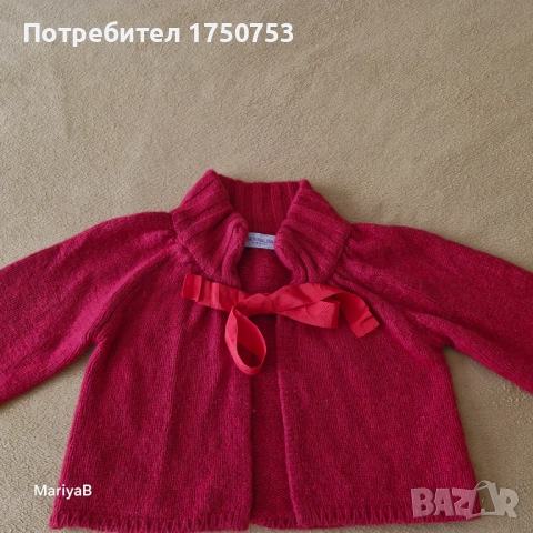 Италианско червено болеро с мерино, снимка 2 - Детски пуловери и жилетки - 52296742