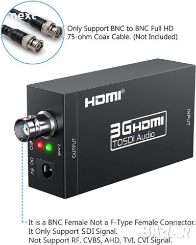 HDMI към SDI видео конвертор HDMI към BNC Converter + Адаптер, снимка 5 - Плейъри, домашно кино, прожектори - 45188937