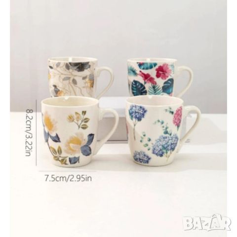 Порцеланова чаша за чай 300ML, флорални мотиви, снимка 2 - Чаши - 46419137