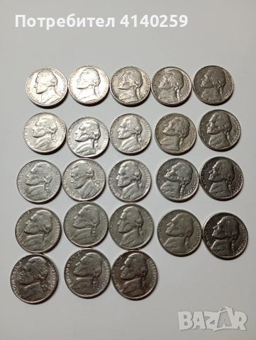 САЩ МОНЕТИ ЛОТ 5 ЦЕНТА 1970 -1993 Г , снимка 2 - Нумизматика и бонистика - 53060073