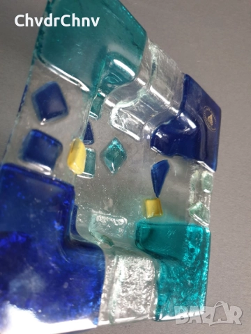 2бр Murano пепелници 17см-20см/стар италиански стъклен пепелник/квадратна чиния от Мурано стъкло, снимка 6 - Декорация за дома - 48069584