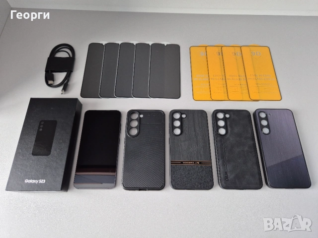 ОТЛИЧЕН! Samsung Galaxy S23, 256 GB, Black + 4 Кейса и 9 Протектора