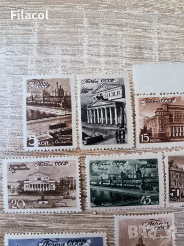 СССР 1946 г. Изгледи от Москва пълни серии MNH, снимка 2 - Филателия - 50262465