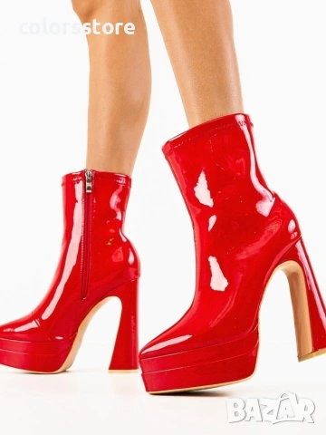 Боти на ток - червен лак - YSV1