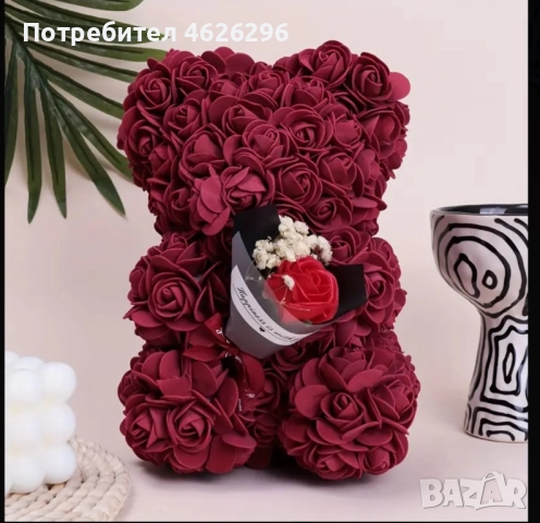 Мече от вечни рози . Перфектния подарък за всеки повод. Мече изработено от вечни рози. Зарадвайте лю, снимка 9 - Романтични подаръци - 52096848